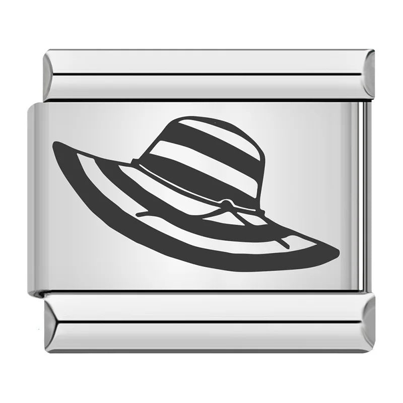 New Hat Backpack Pattern Italian Module Bracelet Titanium Steel Laser Carving DIY Strap Chain Wholesale