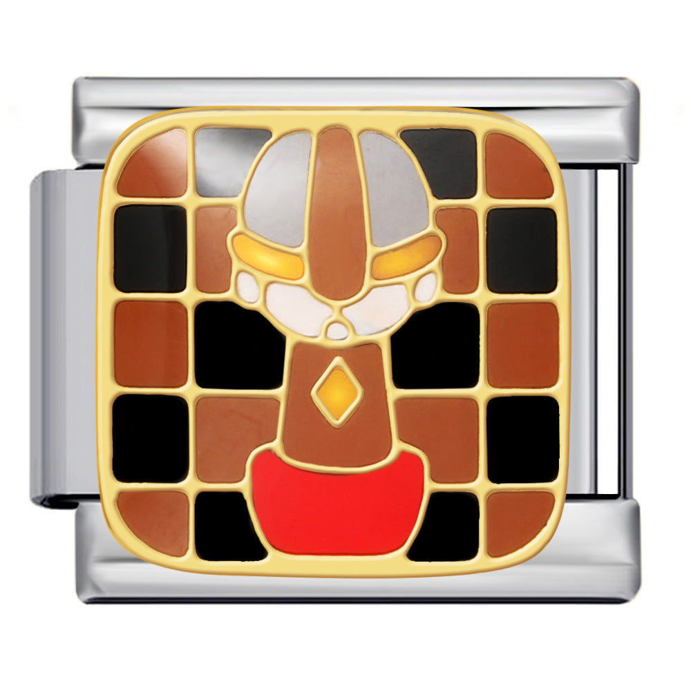 Cross Border Hot Selling Chess Italian Module Bracelet Titanium Steel Welding Gold Plating Drip Oil DIY Splicing Bracelet