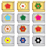 Color Drip Oil Petal Stamping Series DIY Italian Module Bracelet Titanium Steel Gold Plated Elastic Splicing Bracelet