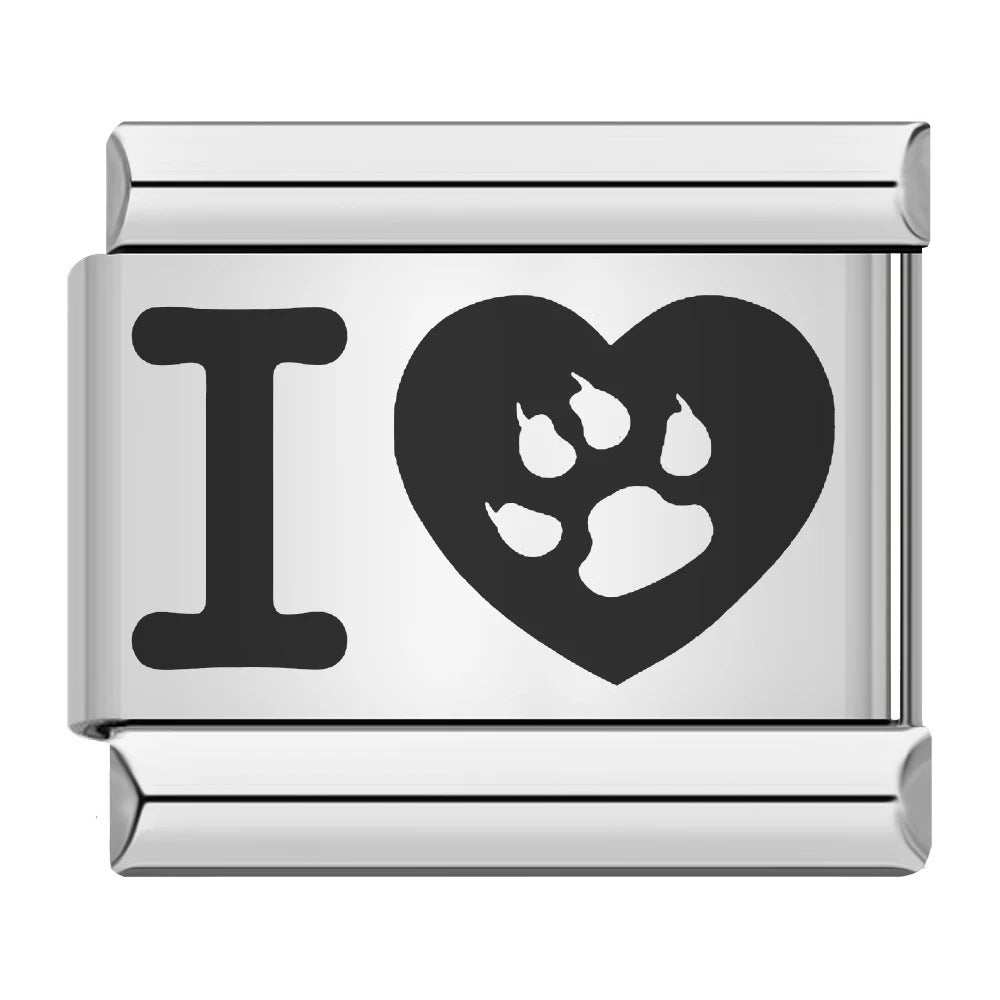 Cross Border Hot Selling Laser Engraving Heart-shaped Series Titanium Steel Handmade DIY Italian Module Bracelet Wholesale