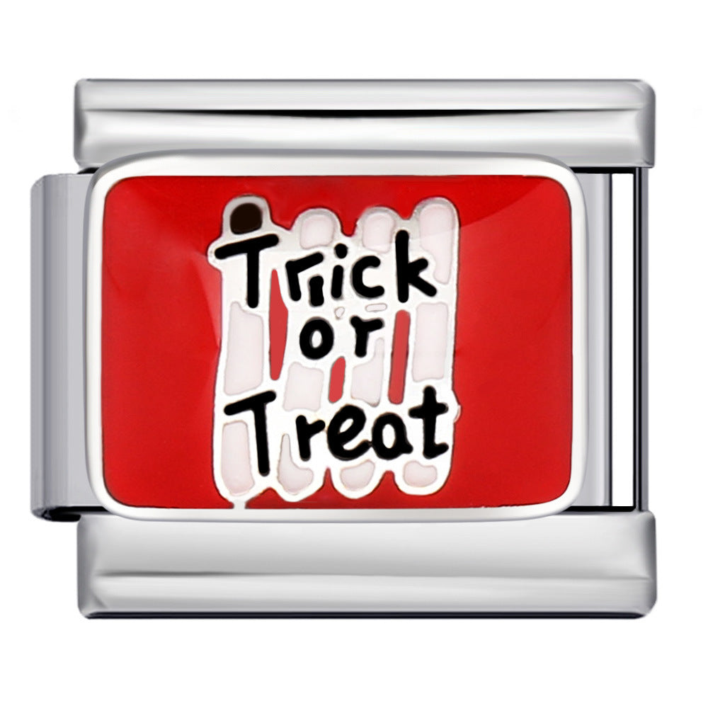 Personalized Pattern Italian Module Bracelet Stainless Steel Welding Drip Oil Cartoon DIY Elastic Splicing Bracelet