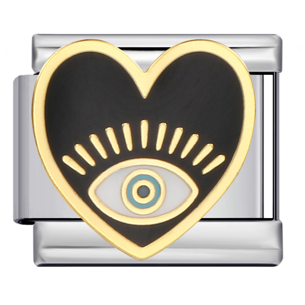 Italian Module Bracelet Devil's Eye Titanium Steel Welding Drip Oil Pattern DIY Elastic Splicing Personalized Strap Chain