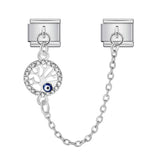 New Gold and Silver Devil's Eye Hook Chain Bracelet Stainless Steel DIY Elastic Italian Module Bracelet