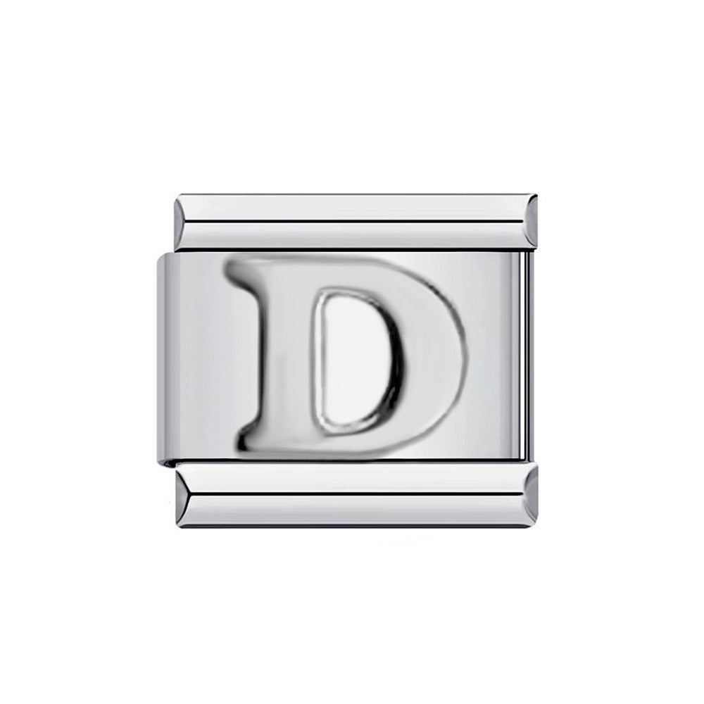 New Titanium Steel Gold Plated DIY Italian Charm Bracelet with Alphabet Letters Customizable Fashion Jewelry