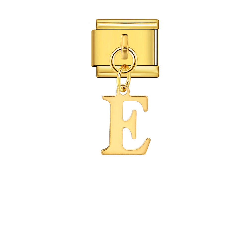 Gold Simplified Letter Italian Module Bracelet Stainless Steel Handmade Hook DIY Splicing Assembly Bracelet