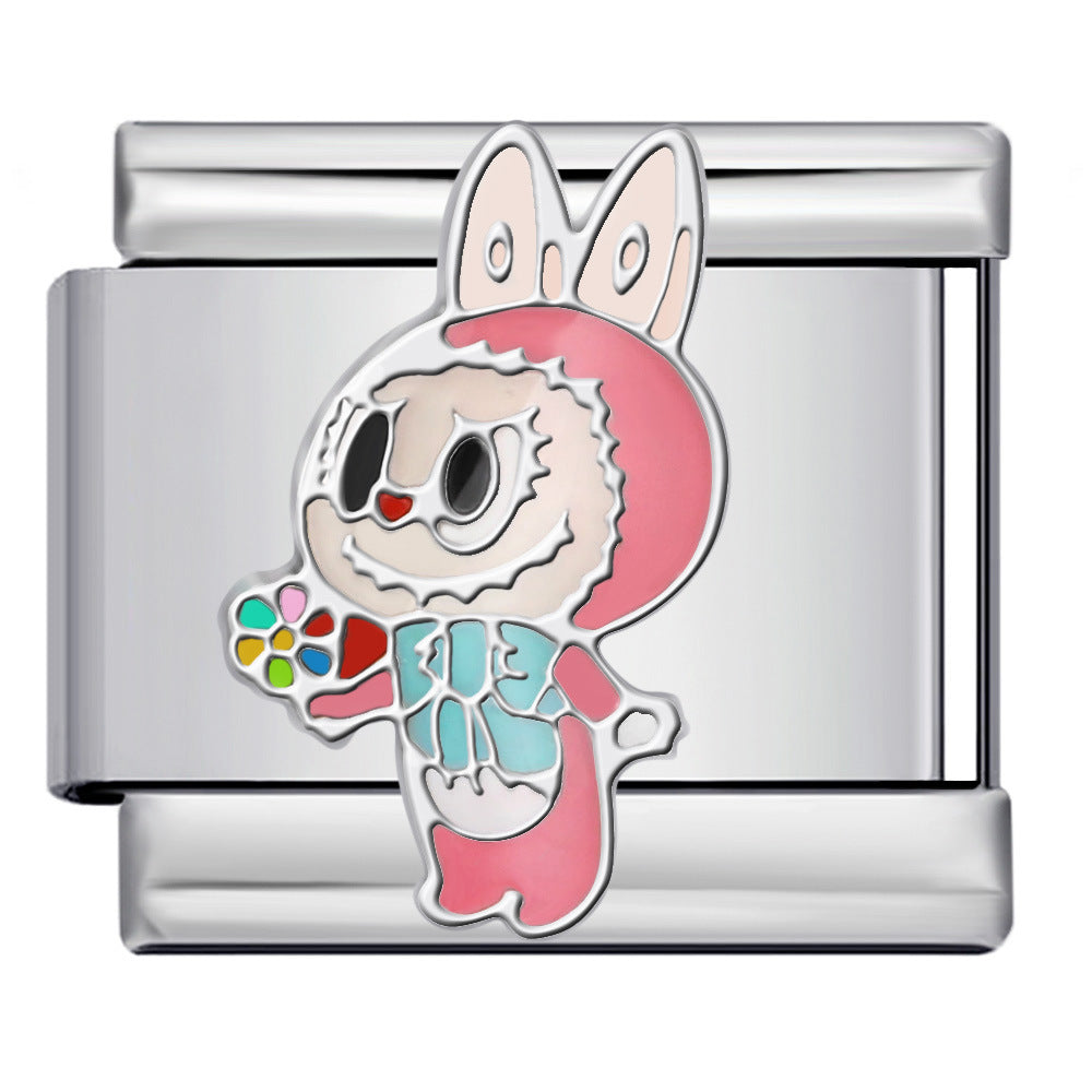 Cartoon Character Italian Module Bracelet Stainless Steel Welding Pattern DIY Elastic Splicing Versatile Bracelet