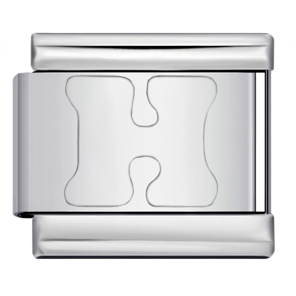 New Non Dripping Oil Series Bracelet Titanium Steel Concave 26 English Letter DIY Italian Module Bracelet Accessories