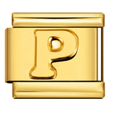 Golden Concave Letter Series Italian Module Bracelet Titanium Steel Stamping DIY Elastic Splicing Bracelet Accessories