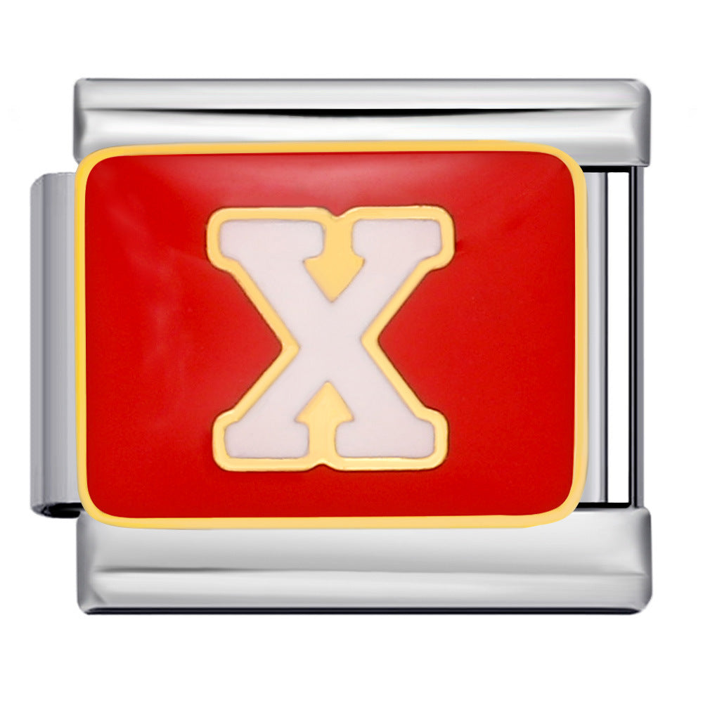 New Color Drip Oil Letter Italian Module Bracelet Titanium Steel Welding DIY Elastic Splicing Fashion Bracelet