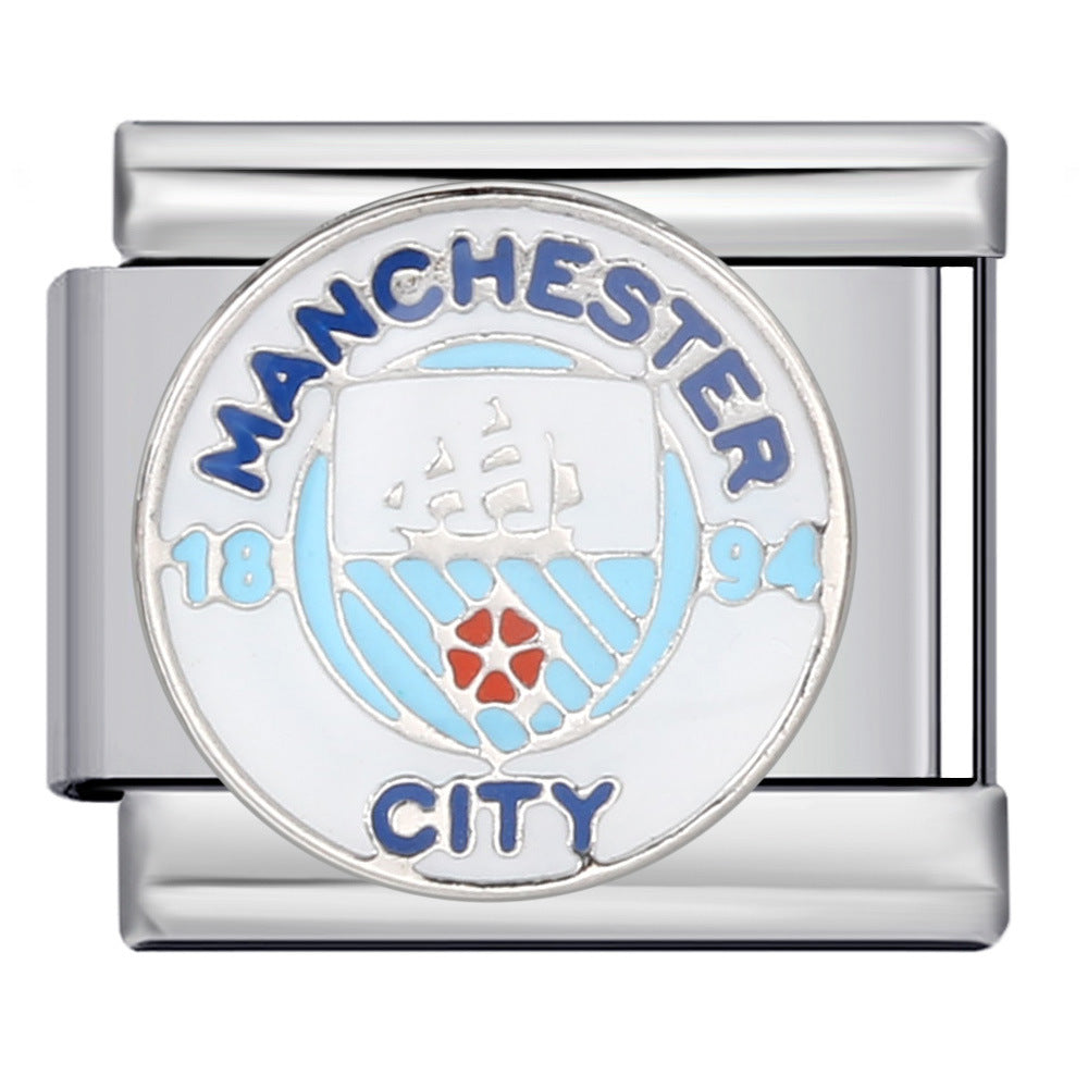 Italian Module Bracelet Peace Series Stainless Steel Welding Drip Oil Pattern DIY Elastic Splicing Strap Chain