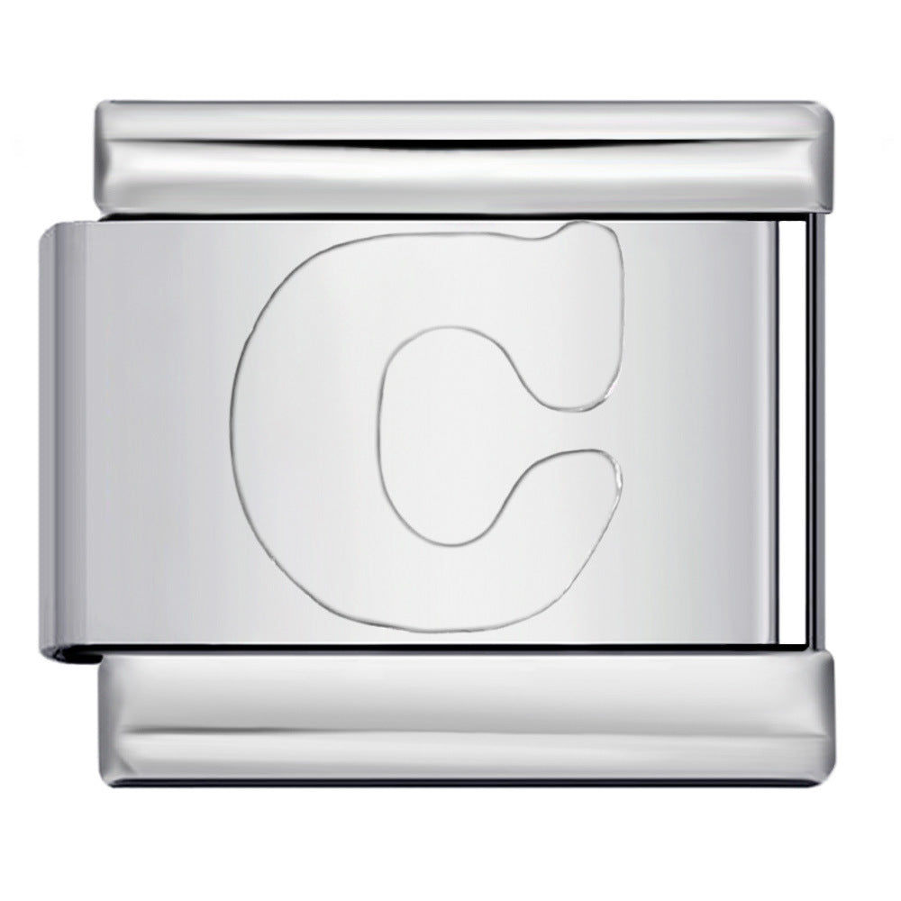 New Non Dripping Oil Series Bracelet Titanium Steel Concave 26 English Letter DIY Italian Module Bracelet Accessories