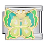 Colorful Butterfly Italian Module Bracelet Titanium Steel Welding Pattern Drip Oil DIY Bracelet Italian Charm