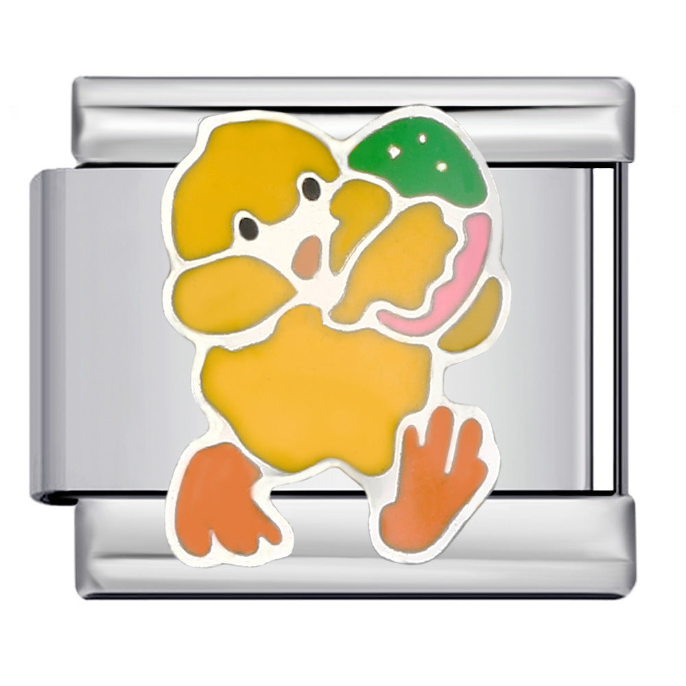 Italian Module Bracelet Stainless Steel Welding Drip Oil Animal Pattern DIY Free Splicing Combination Bracelet Accessories