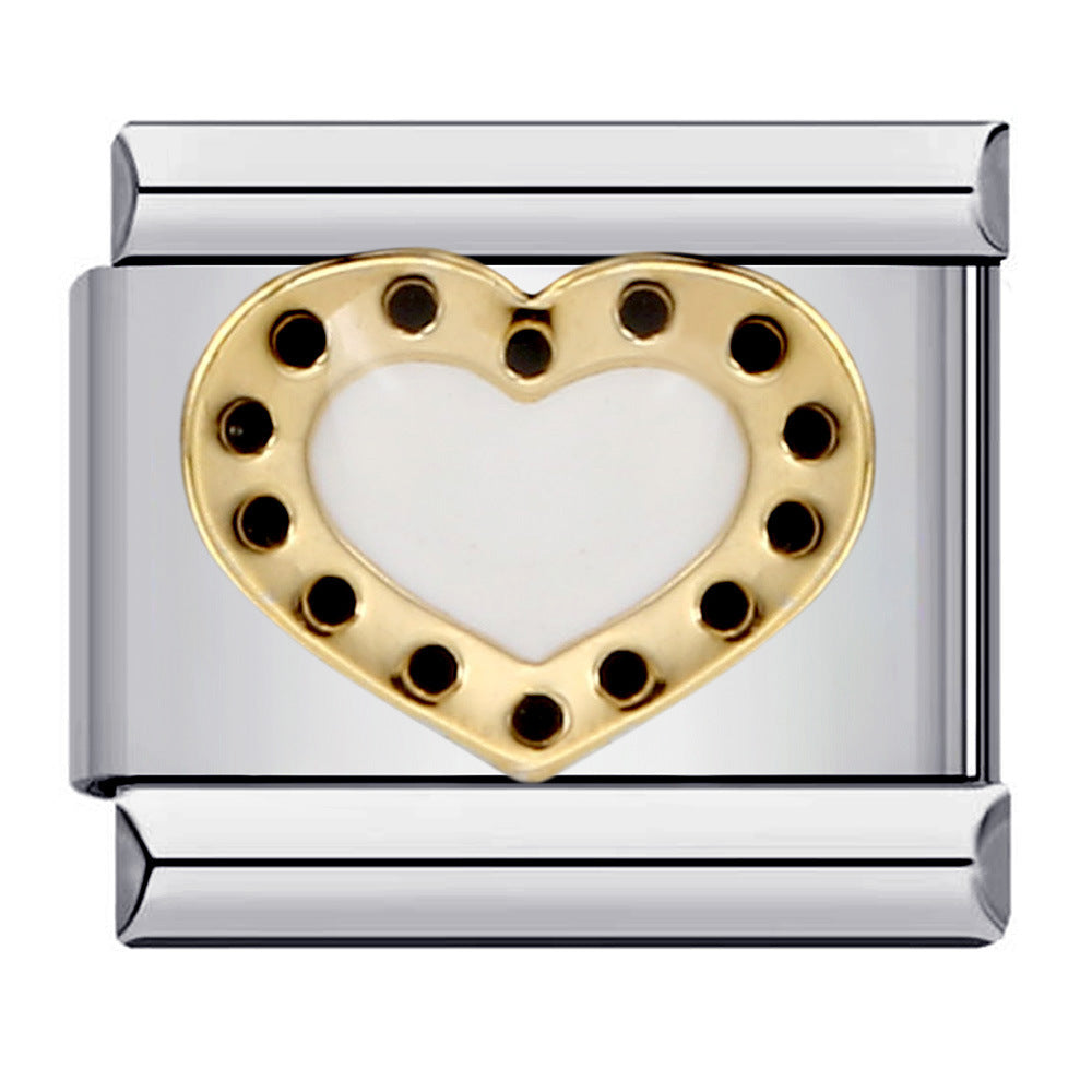 Cross Border Hot Selling Love Series Titanium Steel Welding Drip Oil Wristband Cartoon DIY Italian Module Bracelet Wholesale