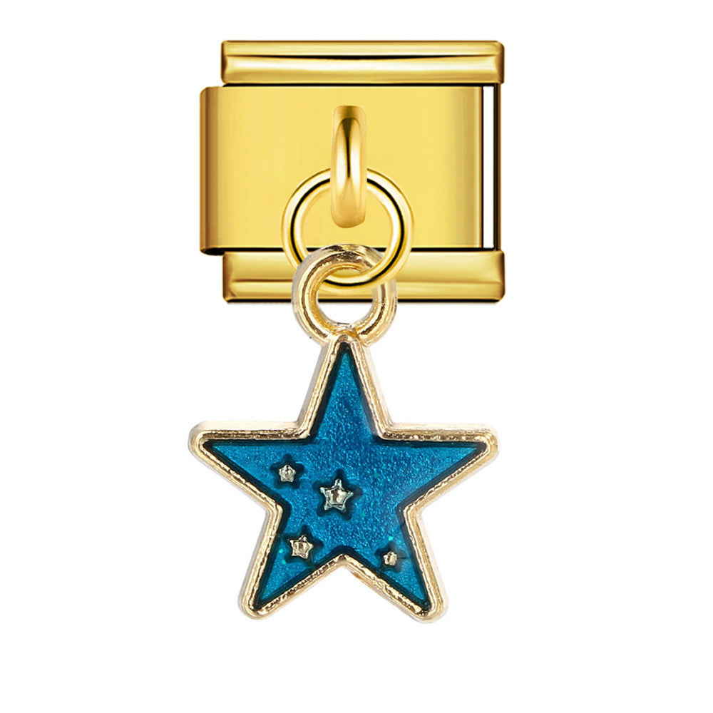 New Star Moon Series Pendant Italian Module Bracelet Single Hook Titanium Steel Elastic Splicing Strap Chain