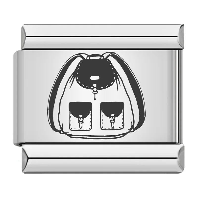 New Hat Backpack Pattern Italian Module Bracelet Titanium Steel Laser Carving DIY Strap Chain Wholesale