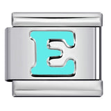 New Titanium Steel Sky Blue English Letter Series DIY Elastic Bracelet Accessories Italian Module Bracelet Alphebat