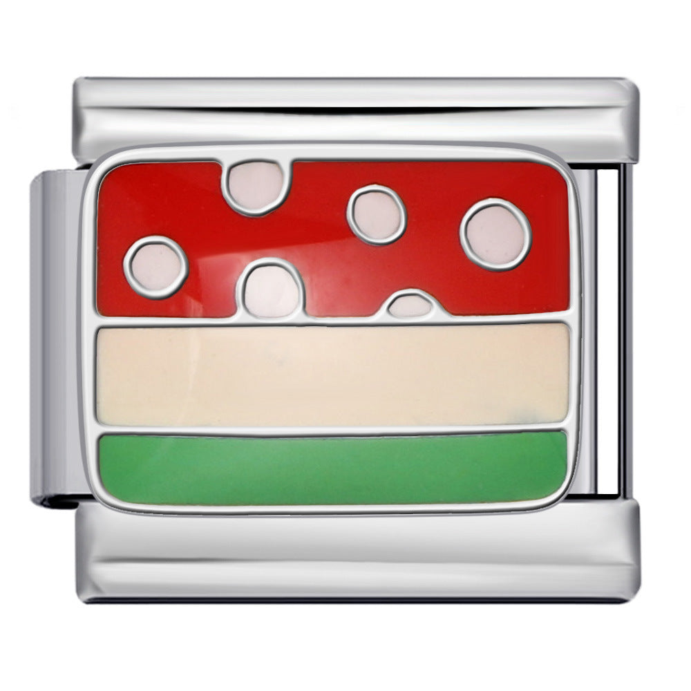 Personalized Pattern Italian Module Bracelet Stainless Steel Welding Drip Oil Cartoon DIY Elastic Splicing Bracelet