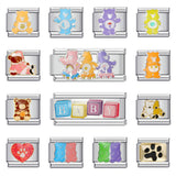 Classic Cute Bear Italian Module Bracelet Stainless Steel Welding Pattern DIY Elastic Splicing Bracelet