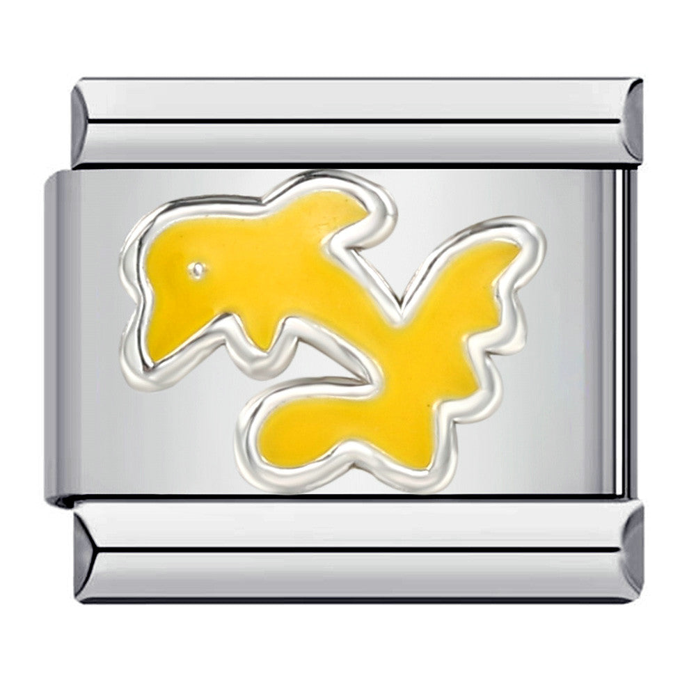 Stainless Steel Italian Module Bracelet with Gold Plated Stamping Pattern, Drip Oil DIY Elastic Personalized Strap Chain