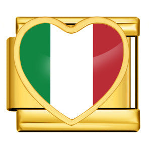 Gold Base World Flag Photo Resin Italian Charm Bracelet DIY Stainless Steel Stretch Watch Band Wristband