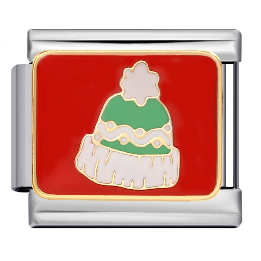 New Christmas Elements Italian Module Bracelet Personalized Welding Drip Oil Titanium Steel Bracelet DIY Strap Chain