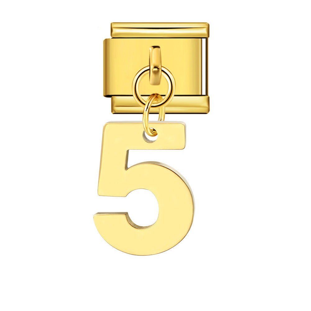 Single Digital Italian Module Bracelet Stainless Steel Hook Pendant DIY Elastic Bracelet Accessory