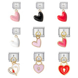 Italian Charm Bracelet with Heart Hook Stretchable Titanium Steel Link Chain