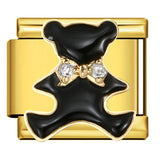 Italian Style Gold Black Modular Bracelet Titanium Steel Drip Welding Design DIY Stretchable Bangle