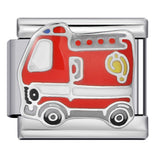 Hot Selling Fire Truck Train Italian Modular Bracelet DIY Titanium Steel Welding Gold Plated Drip Oil Bangle