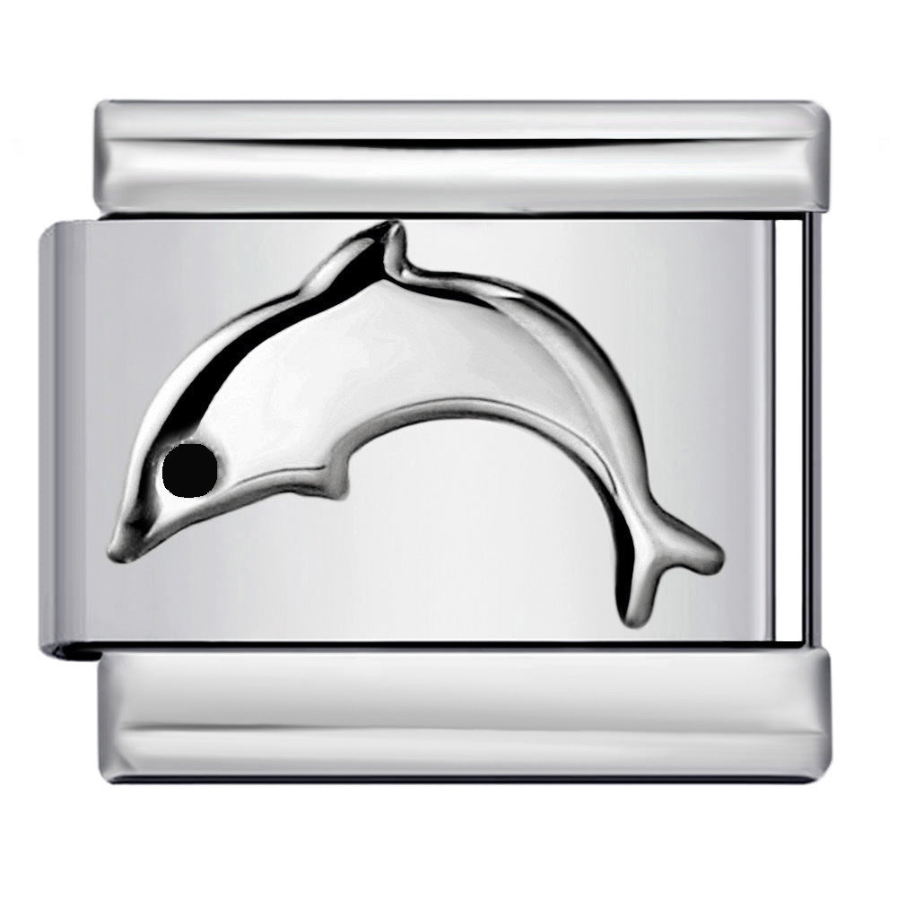 Color Stamping Series DIY Italian Module Bracelet Titanium Steel Gold Plated Drip Oil Elastic Splicing Bracelet Accessories