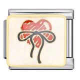 Bow & Cherry Pattern Italian Module Bracelet Titanium Steel Welded Drip-Oil DIY Bracelet Women's Jewelry