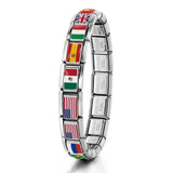 Hot Selling New World Flag Photo Dropper Series Titanium Steel DIY Italian Module Bracelet Accessories Wholesale