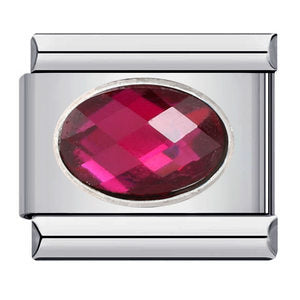 New Diamond Inlaid Stainless Steel Italian Module Bracelet Welding Large Elliptical Colored Stone DIY Elastic Bracelet Accessories