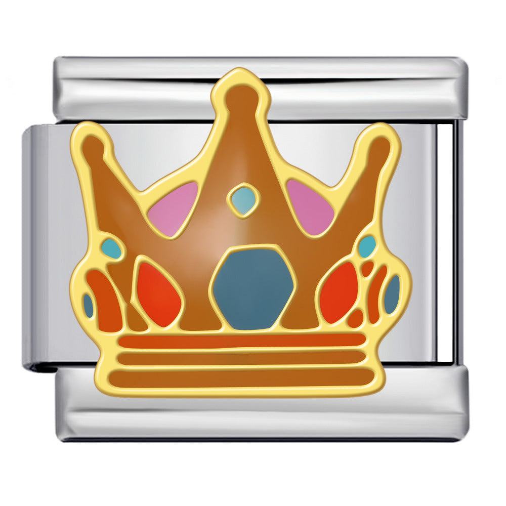 New Heart-shaped Titanium Steel Watch Strap Chain Gold-plated Welding Drip Oil DIY Italian Module Bracelet Accessories Wholesale