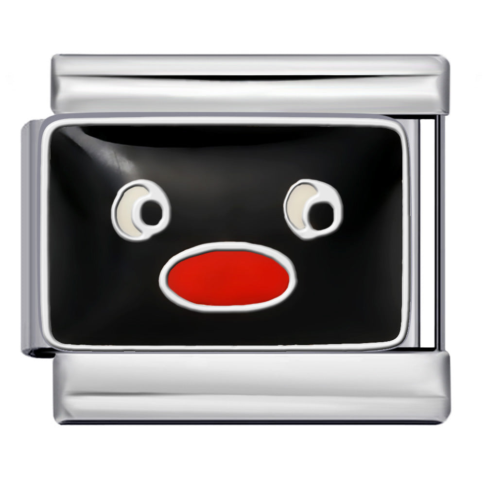 New Cartoon Animation Gold-plated Oil Drop DIY Italian Module Bracelet with Personalized Welding Pattern Stainless Steel Bracelet