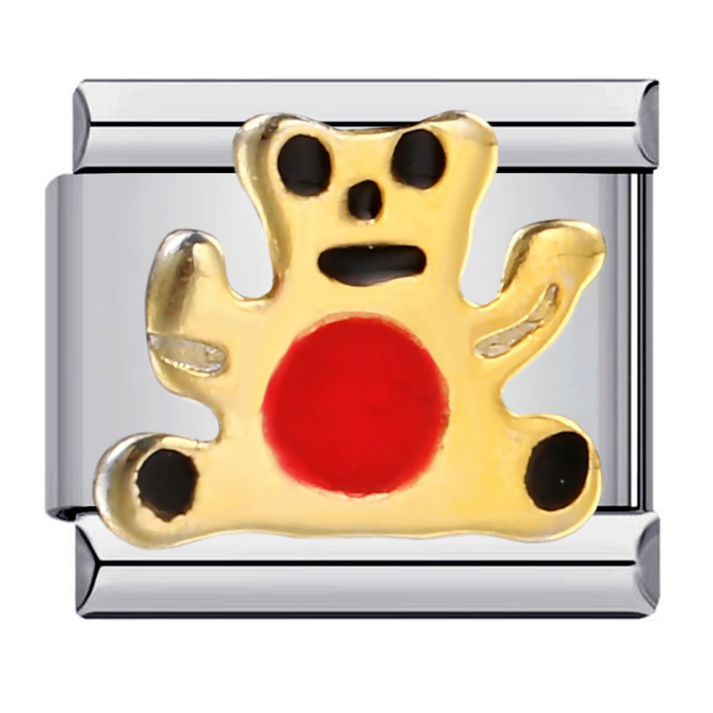 Italian Module Bracelet Stainless Steel Welding Drip Oil Animal Pattern DIY Free Splicing Combination Bracelet Accessories