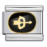 Italian Module Bracelet with Black Welding, Gold-plated Dripping Oil, Twelve Zodiac DIY Pattern, Stainless Steel Bracelet