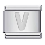 New Titanium Steel Silver Concave Surface 26 English Letters Italian Module Bracelet DIY Strap Chain Accessories Wholesale