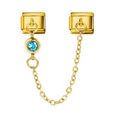 Cross Border Hot Selling 12th Birthday Stone Italian Module Bracelet Gold Hook Pendant DIY Elastic Stainless Steel Bracelet