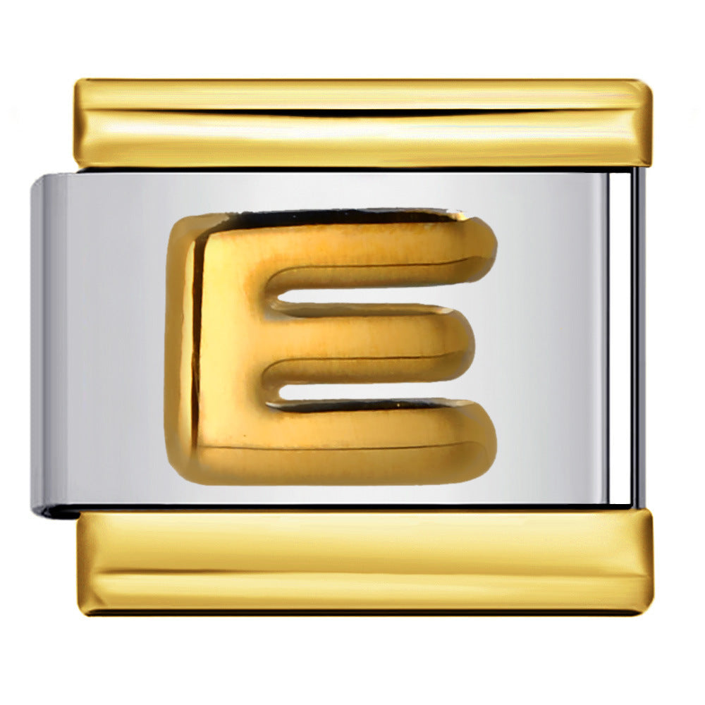 Gold Package Silver Convex Letter Italian Module Bracelet Stainless Steel DIY Elastic Splicing Strap Chain Wholesale