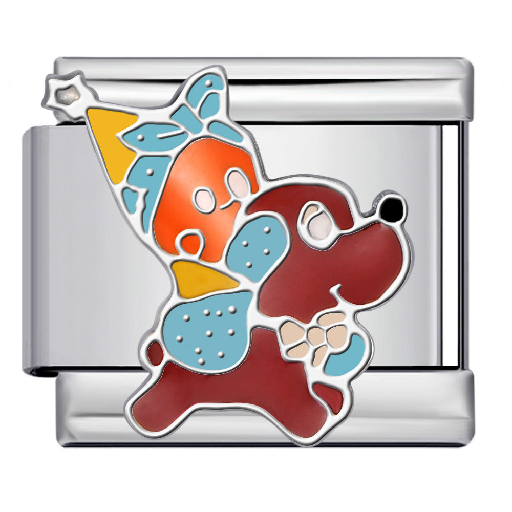 Cartoon Character Italian Module Bracelet Stainless Steel Welding Pattern DIY Elastic Splicing Versatile Bracelet