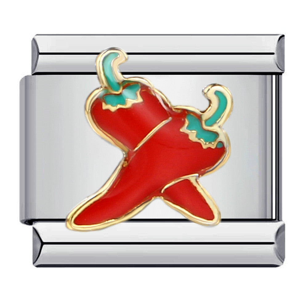 Summer Colorful Vegetable and Fruit Series Italian Module Bracelet Titanium Steel Welding Drip Oil DIY Personalized Splicing Bracelet