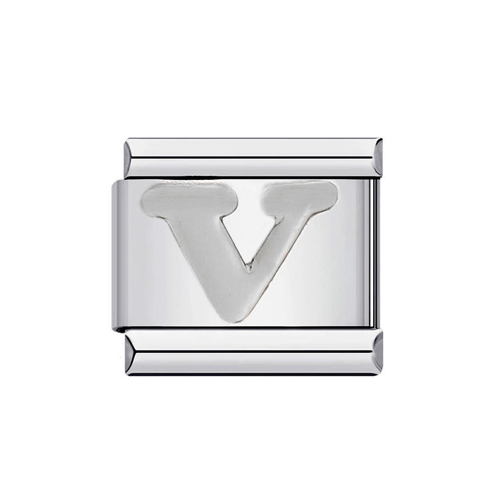 New Titanium Steel Gold Plated DIY Italian Charm Bracelet with Alphabet Letters Customizable Fashion Jewelry