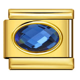 Italian Style Gold Plated Oval Birthstone Bracelet Stainless Steel DIY Customizable Fashion Jewelry Wristband