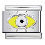 New Titanium Steel Pentagram Eye Italian Module Bracelet Stamped Pattern Drip Oil DIY Elastic Strap Chain