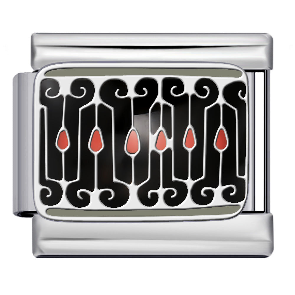 Pink Pattern Italian Module Bracelet Titanium Steel Welding Drip Oil Pattern DIY Bracelet Gift for Girls