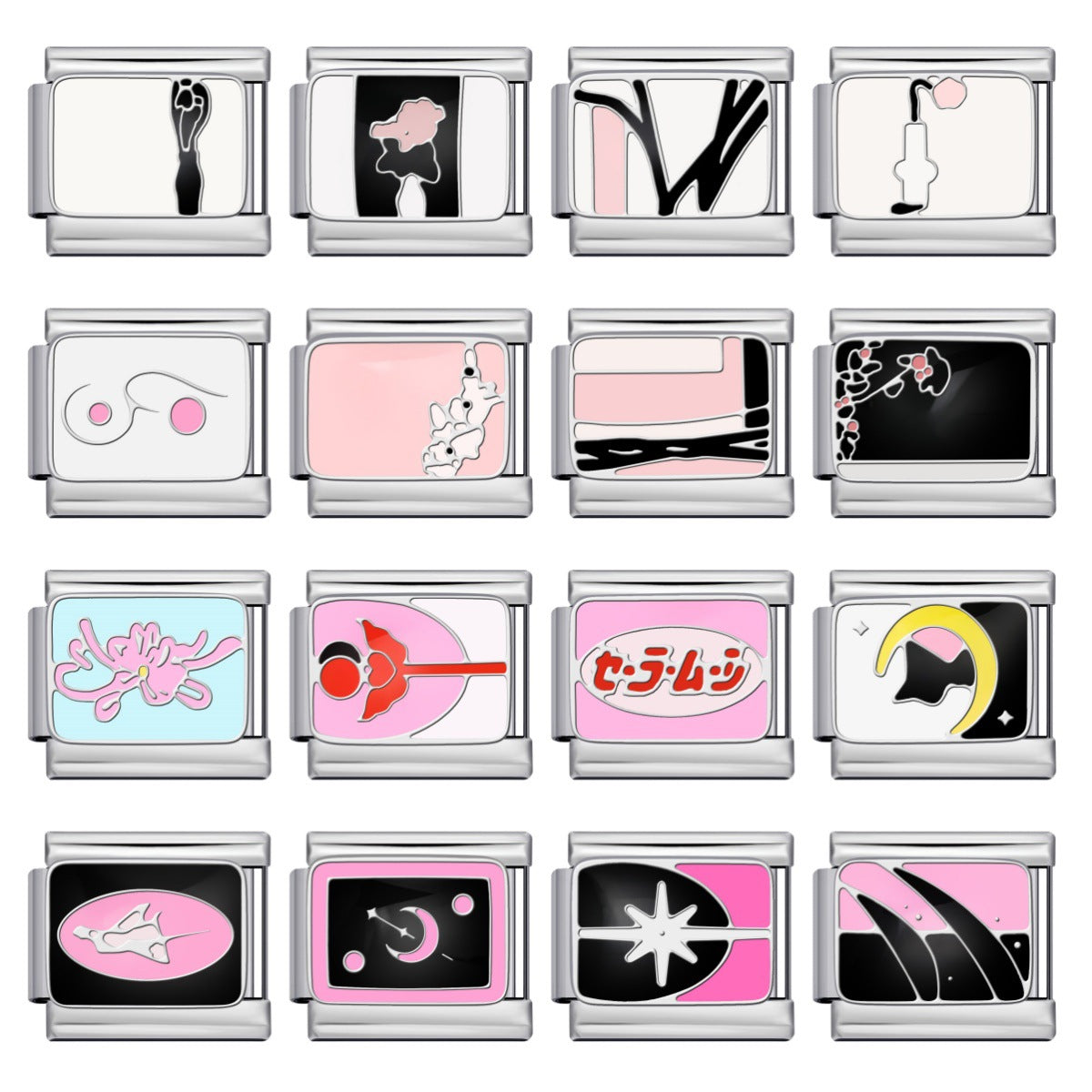 Cross Border Hot Selling Italian Module Bracelet Titanium Steel Drip Oil Welding Pattern DIY Watch Strap Chain Bracelet Wholesale