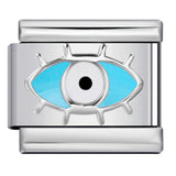 New Titanium Steel Pentagram Eye Italian Module Bracelet Stamped Pattern Drip Oil DIY Elastic Strap Chain