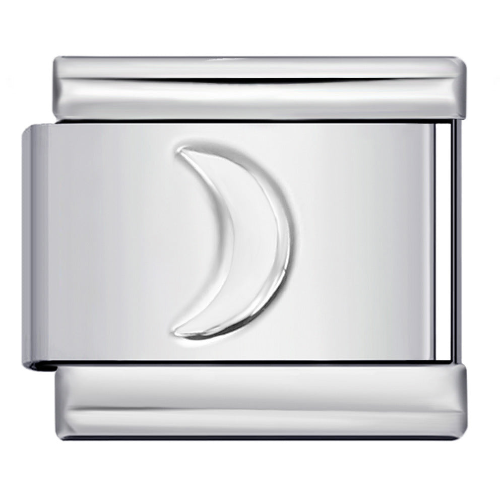 Concave Silver Titanium Steel Stamping Pattern DIY Italian Module Bracelet Italian Charm Bracelet